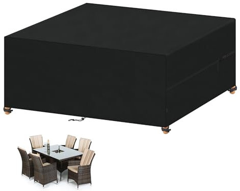 VANSHEIM Housse Protection Mobilier de Jardin Housse Salon de Jardin Exterieur Housse Protection Table Jardin Impermeable Bâche Table Jardin 420D Tissu Oxford Housse de Protection 210x140x80cm
