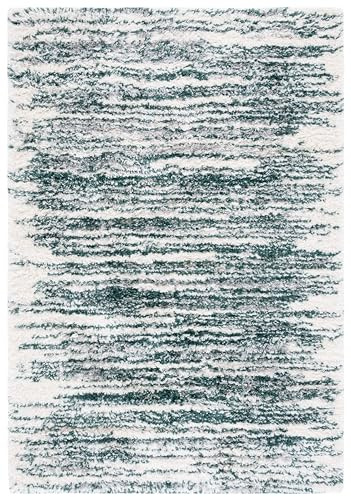 SAFAVIEH Fontana Shag 800 Collection Area Rug - 3' x 5', Green & Ivory, Shag & Flokati Design, Ideal for High Traffic Areas in Living Room, Bedroom & Dining Room (FNT850Y-3)