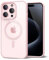 oakxco for iPhone 15 Pro Case Clear Magnetic Compatible with Magsafe, Thin Slim Transparent Non Yellowing, Hybrid Soft Silicone Bumper & Hard Plastic Protective Cover for Women, Light Pink