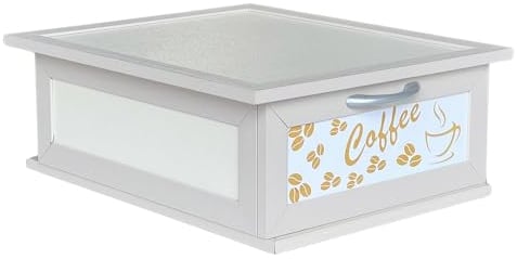 OKAFFAREFATTO MADDALONI Cassetto contenitore bianco panna in legno portacapsule o cialde