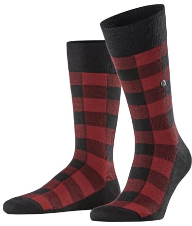 Burlington Herren Socken Buffalo Check M So Wolle gemustert 1 Paar, Schwarz Black 3000, 40-46