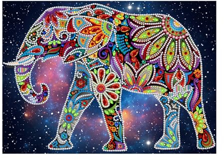 Songdao Diamond Painting pour Enfants, 5D DIY Arts CréAtifs Diamond Painting, Peinture par Numero, Broderie Diamant Kit pour Décoration Murale D'IntéRieur Enfants Adultes (éléphant)