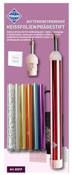 Pebaro 0221P Stylo à gaufrer à chaud à piles avec films colorés sur cuir, papier, carton, etc. Feuille métallique 2 embouts, écriture, cartes de vœux, cartes de mariage