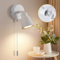 TaFiCo Weiß Wandlampe mit Zugschalter GU10 - Modern Wandlampe Innen mit Schalter 350° Drehbar - 50 W Wandleuchte mit Schalter für Schlafzimmer Wohnzimmer Küche Korridor - Ohne Leuchtmittel