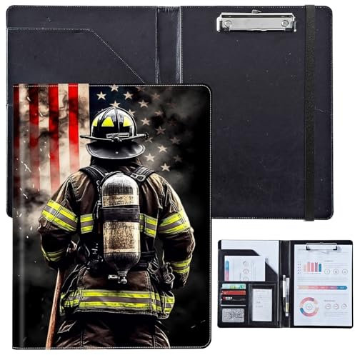 Porte-documents en cuir synthétique pour femme, porte-CV pour entretien, organiseur professionnel avec porte-documents, emplacements pour cartes et boucle pour stylo pour porte-bloc format A4, pompier