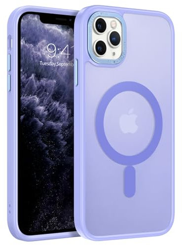 GaoBao Strong Magnetic for iPhone 11 Pro Max Case, Slim iPhone 11 Pro Max Phone Case [Compatible with MagSafe] Shockproof Translucent Matte Protective Cover for iPhone 11 Pro Max 6.5, Lavender Purple