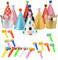 SGERUFZ 26 Pcs Geburtstag Hut Kit 9 Pcs Party Kegel Hüte 2 Pcs Papier Geburtstag Kronen 15 Pcs bunte Trillerpfeifen für Junge Mädchen Geburtstag Party