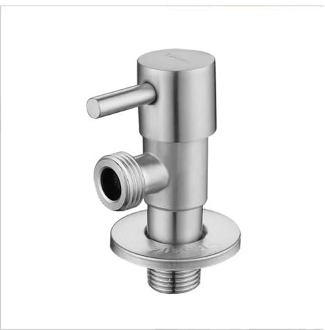 AQXYWQLL Solid Brass Faucet Triangle Valve Angle Inlet Water Stop Valve G 1/2 Inch Hot Cold Water Heater Toilet Copper Core Switch Valve(Sliver)
