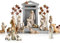 Weihnachtskrippe aus Kunstharz mit 20 Figuren und Stall, Jesusstatue, Krippe, Kunstharz, kleine Menschen, Krippe, Tisch-Szenen, christliche Weihnachtsdekoration für Innenbereich, Haus, Kirche oder