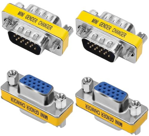 VISSQH 4 Stücke HDB15 Stecker und Buchse Koppler Adapter,15 Pin 3-reihig VGA SVGA Koppler HDB15 Gender Changer Stecker
