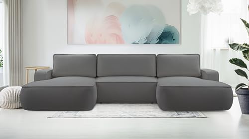 AXLIVING Ablia Sofa U-Form mit Schlaffunktion Dunkelgrau Sofa 364 cm
