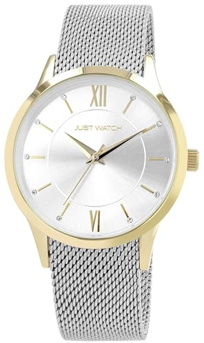 Just Watch Damenuhr, Milanaisearmband, Edelstahl, silberfarben (Silber/Gold)