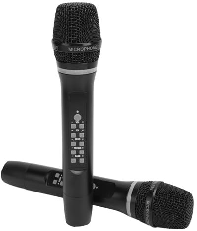 Tbest Dynamic Wireless Microphone System for Karaoke Singing, Dual Handheld Cable Microphone Set, Connection for Music