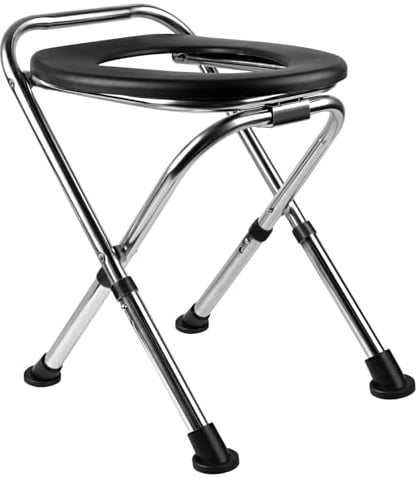 Nakalixir Tragbare Toilette, Outdoor-Camping-Toilette, Reise-WC, Edelstahl, tragbare Toilette (schwarz)