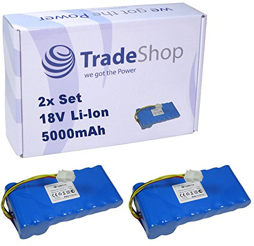 2X Trade-Shop Li-Ion Akku 18V 5000mAh kompatibel mit Husqvarna Automower 430X BJ 2019/2020, 435X AWD, 440 BJ 2019/2020, 450X BJ 2019/2020, 191409786
