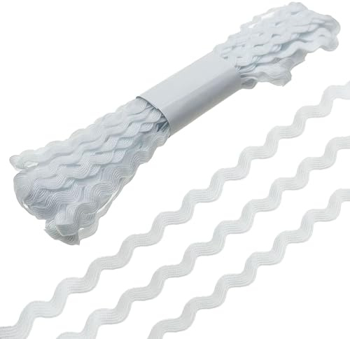 Allazone Zick-Zack-Rand Band Wave Nähen Biegen Fransen Trim 5mm Rick Rack Trim Ribbon für Kleidung Kleid Nähen Blumen Machen Handwerk Lieferung, Weiß