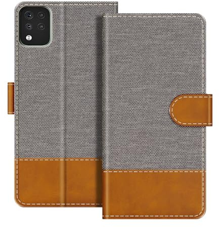 UOGNADGD Leder-Flip-Portemonnee-Hülle Kompatibel mit LG K42 Handyhülle mit Kartenhaltern, RFID-Blockierung, Magnetverschluss & Kickstand (Grau)
