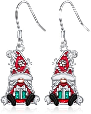 HOOHWE Schneeflocke Schneemann Weihnachten Schmuck für Damen 925 Sterling Silber Weihnachts Ohrringe und Kette mit Anhänger Weihnachten Geschenke für Frauen