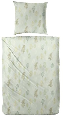 Carpe Sonno Warme Biber Bettwäsche 155x220 Baumwolle Floral - Kuschelbettwäsche Weihnachten | Flanell Bettwäsche 155x220 Winter | Biber Bettbezug | Winterbettwäsche kuschelig - Grün