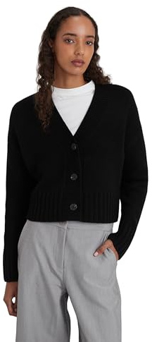 Style & Republic Damen V-Neck kurzer Cardigan aus 90% Merinowolle & 10% Kaschmir – Deine kuschelige Kaschmirblend Premium Langarm-Strickjacke für stilvolle Herbst- & Wintertage