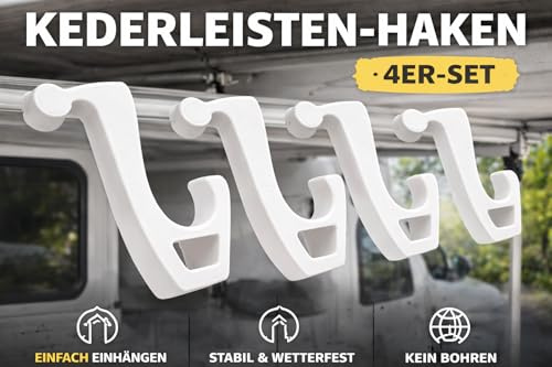 StrikeForge 4er Set Kederleisten-Haken für Markisen | Camping Haken für Wohnwagen & Wohnmobil | stabil & hitzebeständig (Blau)
