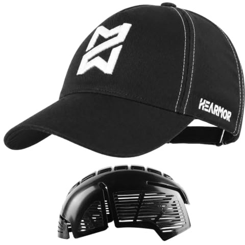 HEARMOR Leichter Anstoßkappe Sicherheitsmütze, Atmungsaktiver Baseball-Stil Sicherheitskappe, Kopfschutz Schutzkappe mit Abnehmbare ABS Hartschale Anti-Schock