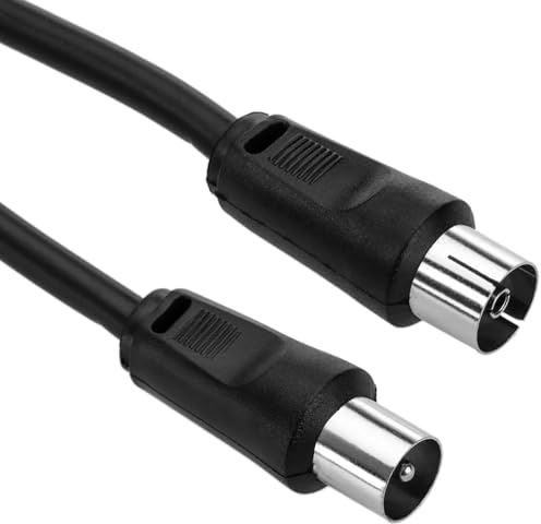 CABLEPELADO Cable antena TV macho hembra, cable coaxial antena de TV, Cable antena TV recto, Cable televisión, decodificador, HDTV, DVB-T2, DVB-C, DVB-S, TV y Radio, 75 Ohm, Negro, 2.5 metros