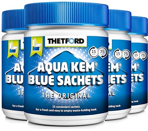 Thetford LOT 4 X Aqua KEM Blue SACHETS WC Chimique Entretien Caravane Toilettes Produit