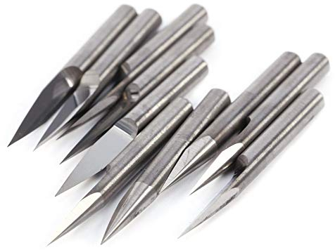 Juego 10 Brocas Carburo 20 Grados 0,1 mm punta Grabado Bits CNC Router Herramienta Bit Set para la escultura Moler Cobre Aluminio