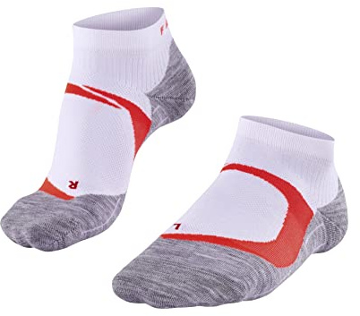 FALKE Womens Running 4 Cool Short Socks - White/Neon Red - Extra Small