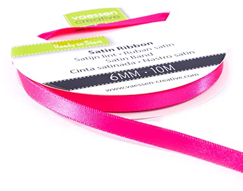 Vaessen Creative Satinband 6mmx10m Rosa, Schleifenband, Dekoband, Bänder zum Basteln, Stoffbänder für Hochzeit, Taufe Und Geburtstagsgeschenke