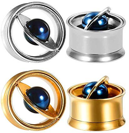 COOPER Chirurgenstahl Ohrmessgeräte Cool Planet Ohr Tunnels und Plugs Piercing Elegante Stretchers Ohrringe Größe 0g (8mm) bis 5/8 Zoll (16mm)