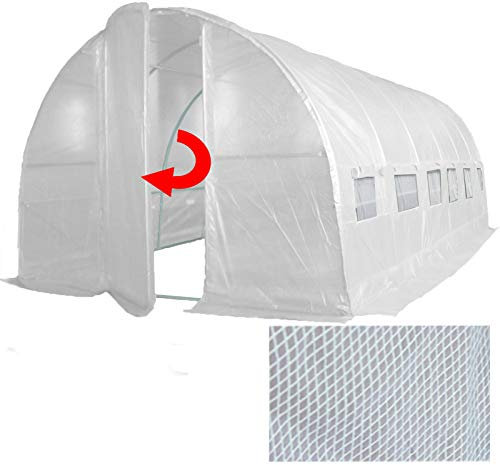 5 Sizes Polytunnel Strongest In It's Class a fully Galvanised Structure with more Diagonal & Roof Bracing than all others. Metal Hinged Door | Groundbar Kit. (6m x 3m)