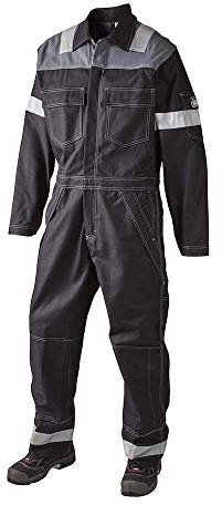 JAK Workwear 12-12004-051-07-87 Modell 12004 EN ISO 1149-5 Antiflame Arbeitsanzug, Schwarz/Grau, 4XL Größe, 87cm Schrittlänge