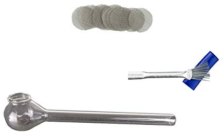 Weedness Glas-Öl-Pfeife Straight 13 cm 3-Teiliges Set - Tabakpfeife Kawumm Smoking Pipe Dabber Oil Dabbing Dab