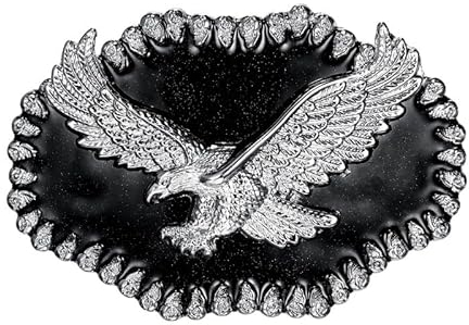 BOBIJOO Jewelry - Boucle de Ceinture Américaine Aigle Argenté Email Noir USA Fermeture Ardillon Métal Biker Ceinturon