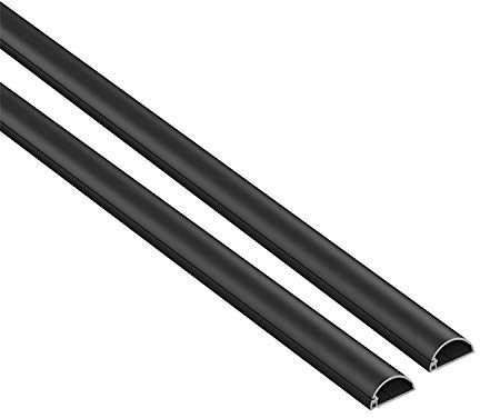 D-Line 1M2010B-2PK Micro+ Kabelkanal Selbstklebender, Halbrunde Kabelführungen, Kabelleiste - 2x 20mm (B) x 10mm (H) x 1-Meter Länge - Schwarz
