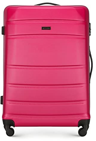 WITTCHEN Großer Koffer Trolley Reisekoffer aus ABS Hartschalenkoffer Trolley 4 Rollen Kombinationsschloss Check-In Gepäck Rosa