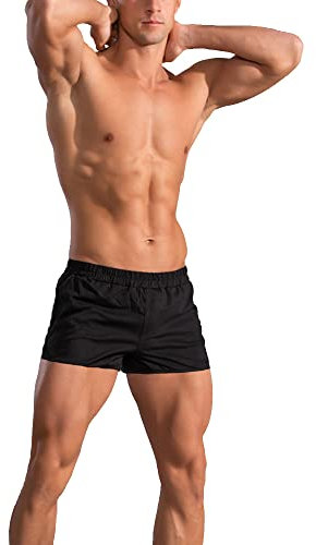 GYMAPE Männer Fitnessstudio Bodybuilding Trainieren Baumwolle Sport Shorts Schwarz M