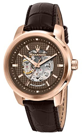 Maserati Successo Herrenuhr, Nur Zeitanzeige, aus Edelstahl, Rosegold PVD, Leder - R8821121001