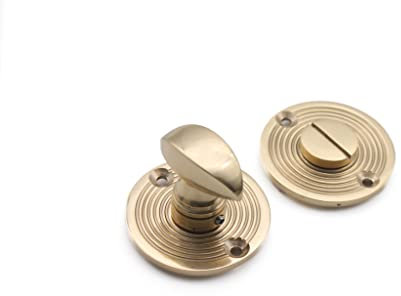 Solid Brass Antique Beehive Bathroom Thumb Turn & Release Door Lock Set (Polished Brass)