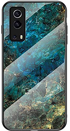 SHIEID Hülle für vivo Y72 5G/vivo iQOO Z3 Hülle Marmor Gehärtetem Glas & Silikon Rand Hybrid Hardcase Stoßfest Kratzfest Handyhülle Dünn Case Handyhülle für vivo Y72 5G/vivo iQOO Z3 (Blau)