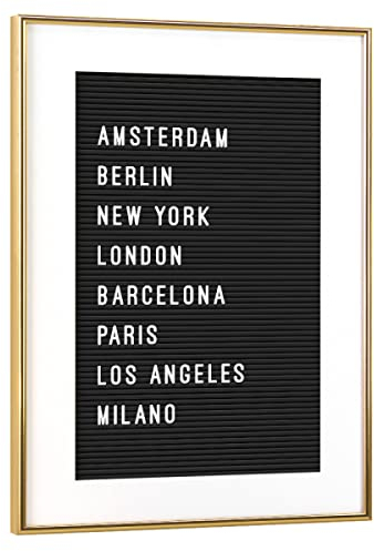 artboxONE Poster mit Rahmen Gold 75x50 cm Letterboard Städte Welt von Hafenkönigin - gerahmtes Poster