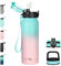 GOPPUS 600ml/20oz Stainless Water Bottle with Straw Double Wall Insulated Bottles with Strap Reusable Vacuum Thermal Flask Leakproof Keep Cold Drinks Bottles with Flip Top Lid for Men Women BPA Free
