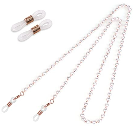 Eli-time Eyeglass Chain for Women Perles Beaded Eyeglasses Sunglasses Strap/Eyewear Holders/Spectacle Neck Cords/Mask Holder, Rose