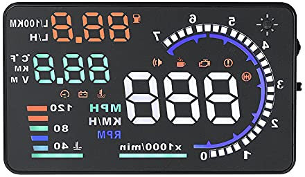 HUD Head Up Display, 5.5 OBD2 Auto Mehrfarbige Windshied Reflective Screen Speed-Anzeige mit Geschwindigkeits und Müdigkeitserinnerung für alle Fahrzeuge
