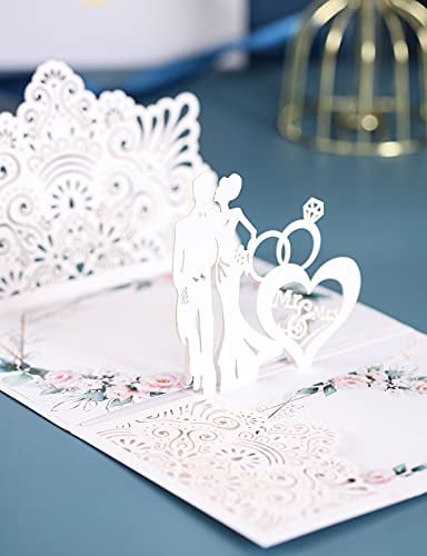 Pop Up Hochzeitskarte, Karte zum Valentinstag, Geburtstagskarte für Frau oder Freundin, Hochzeitskarte 3D für Hochzeitseinladungen, Hochzeitsglückwünsche, Hochzeitstag, Verlobung, Beichte