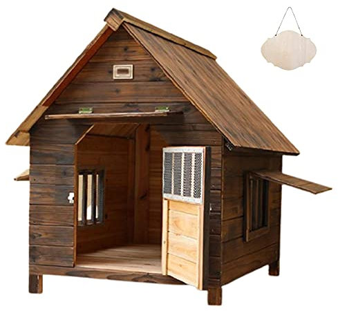Casa, Cuccia in Legno per Cane di Taglia Medio/Piccola/Grande, Cuccia per Cani di Carlino/Chihuahua, Casetta da Esterno e da Interno, Cuccia Gatto Esterno Impermeab(Size:S(22*17.7*18.9Inch)