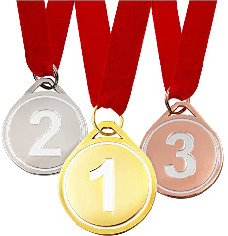 KLEINTOBER Premium Medaillen I Medaillen Metall I für Kindergeburtstag, Party, Fussball, Adventskalender I Sieger Medaille I Geschenke, Give Aways, Mitgebsel, I Medaillen Kindergeburtstag I Pokal