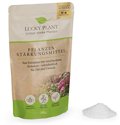 LUCKY PLANT Pflanzenstärkung 200g Pulver | Stärkeres Pflanzenwachstum & längere Blütezeit | Zimmerpflanzen, Sträucher, Rasen, Obst, Gemüse | Unbedenklich für Tier & Natur | Dünger-Alternative